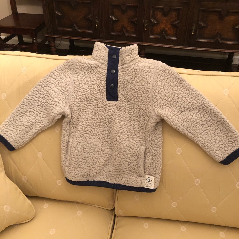 Baby Gap Gray/Navy Sherpa Snap-Up Pullover -  Size 3 🔷